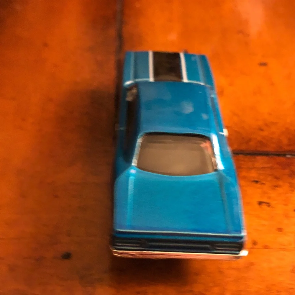 Blue Kids Toy Car with Black Racing Stripe